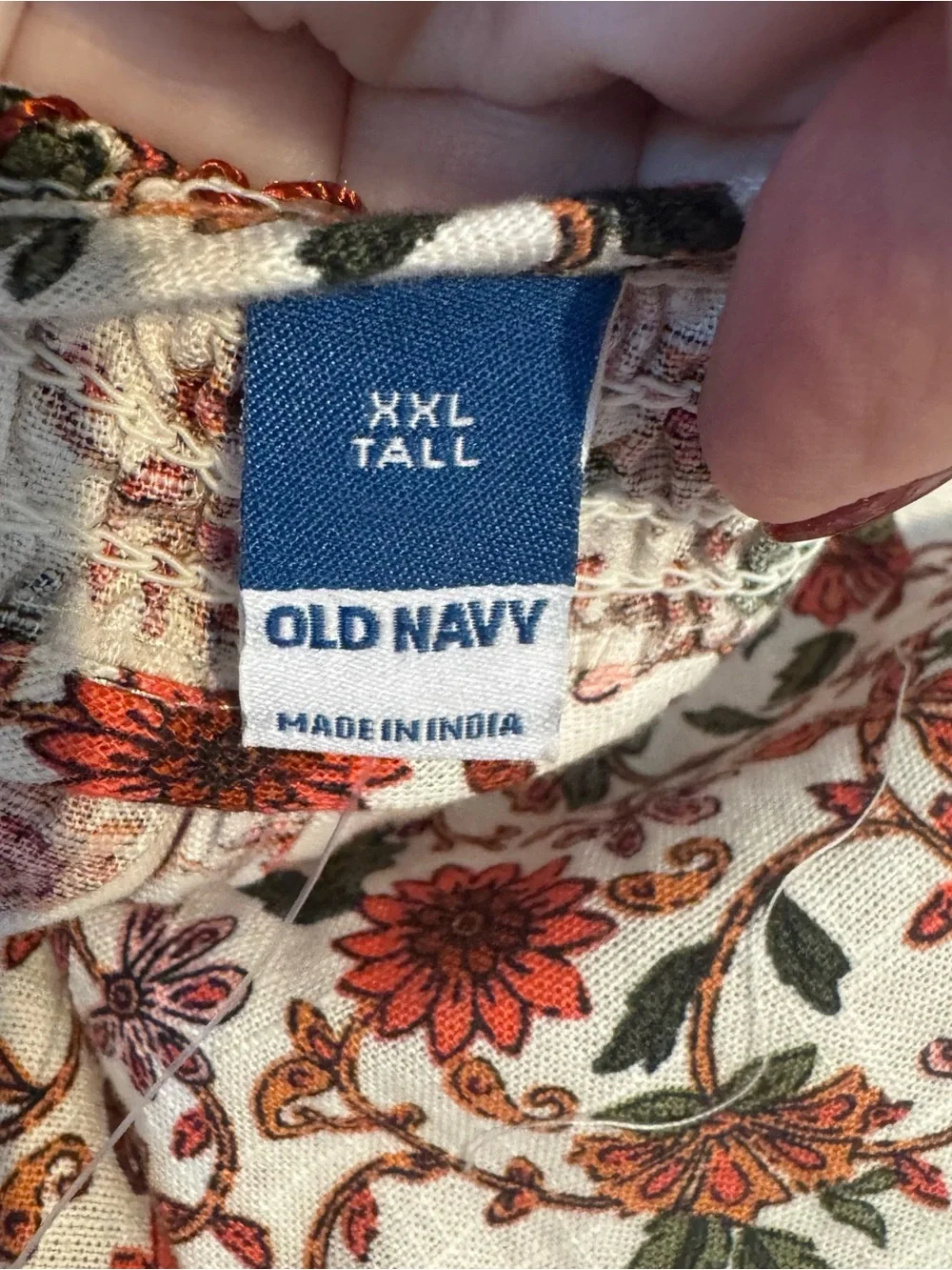 NWT Old Navy Cream Peasant Blouse with Rusty Floral Print PLUS: 2X #R - Picture 9 of 10